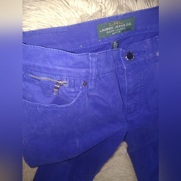 Ralph Lauren Petite Vibrant Blue Skinny Jeans - Picture 2 of 3